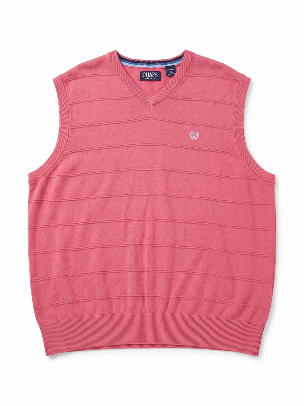 Chaps Men's XXL Coral Cotton V-Neck Sweater Vest Preppy Golf